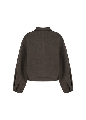 Wool Crop Jacket, Brown