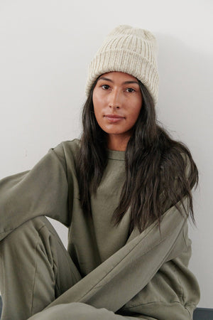 Marled Rib Hat, Cloud
