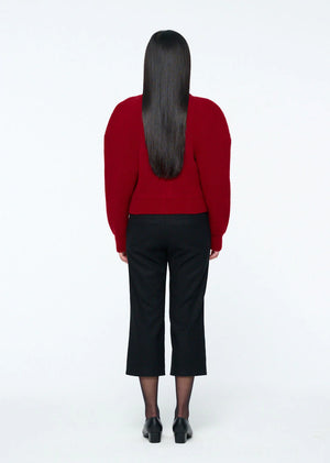 Cut Out Rounded Cardigan, Red