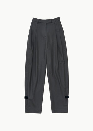 Solid Wide Tuck Wool Pants, Charcoal
