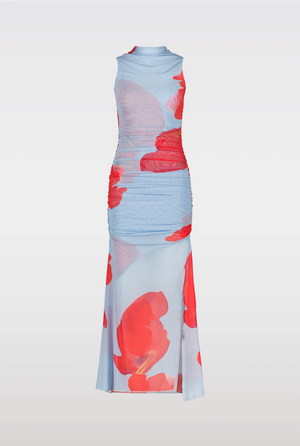 Floral Mesh Dress, Red/Blue