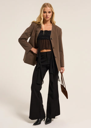 Rectangulo Pockets Satin Bag, Brown