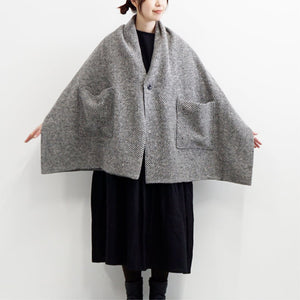 900635 Snow Nep Wool Stole Cardigan (Woven) Wool74% Polyester16% Nylon5% Cotton5%, Gray