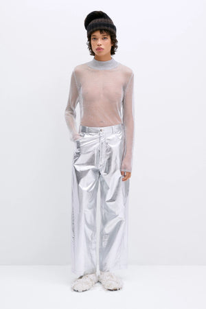 Cotton & Silk Pants, Silver