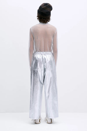 Cotton & Silk Pants, Silver