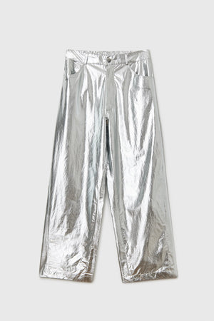 Cotton & Silk Pants, Silver