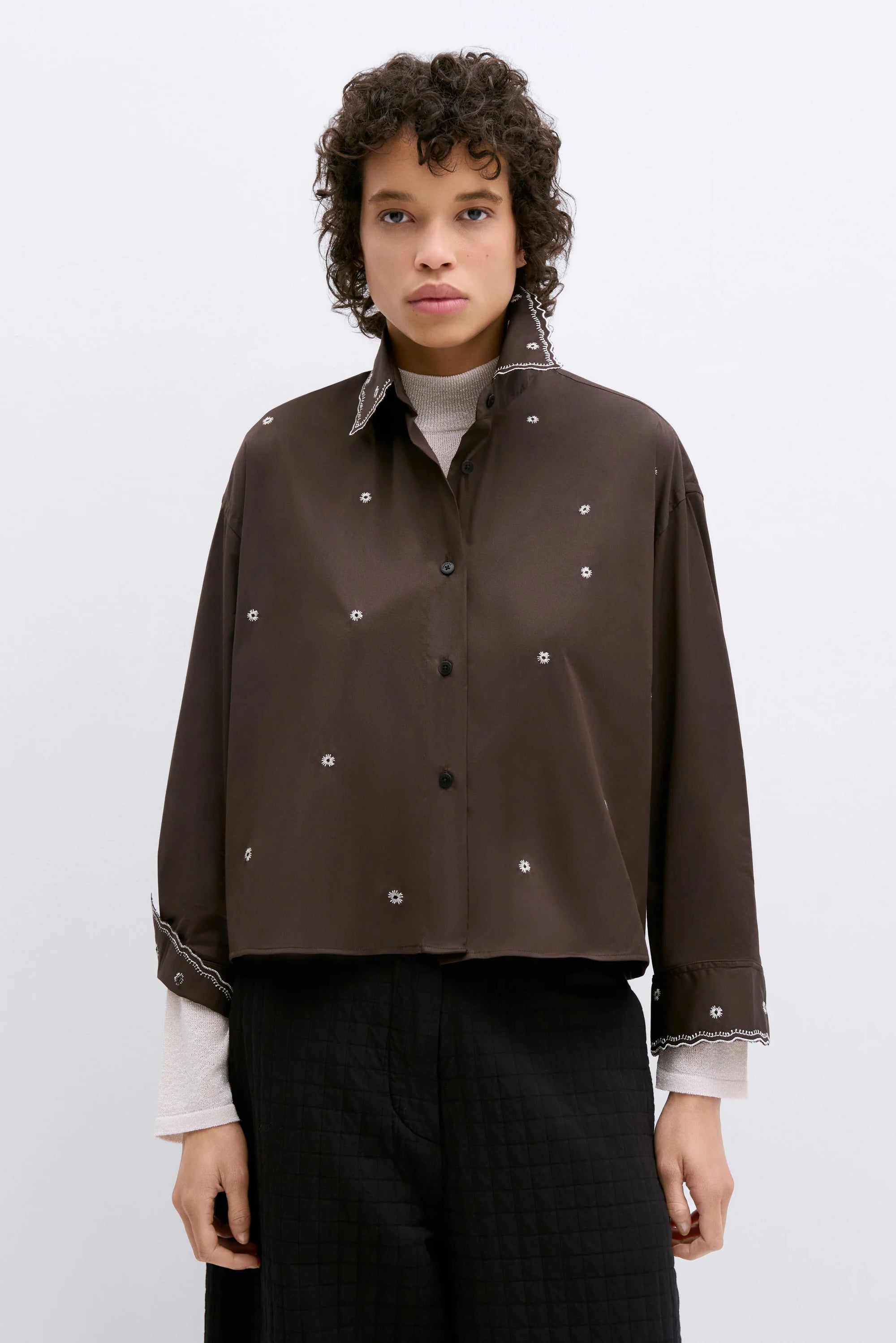 Embroidery Shirt, Chocolate