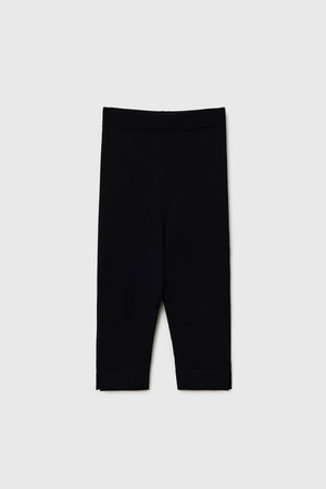 Merino Wool Crop Leggings, Black