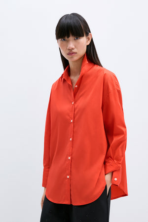 Oversize Cotton Shirt, Coral