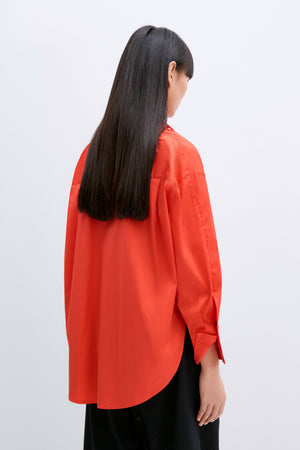 Oversize Cotton Shirt, Coral