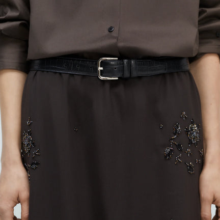 Classic Belt Crocodile, Black