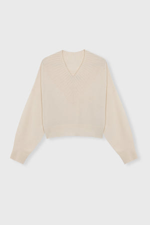 Cashmere Ribbed Neck Sweater, Natural