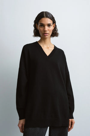 Cashmere V Neck Sweater, Black
