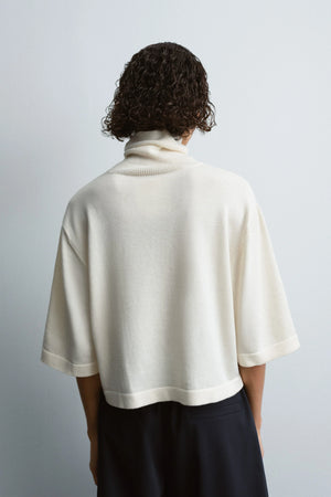 Cotton and Cashmere Turtleneck Sweater Natural