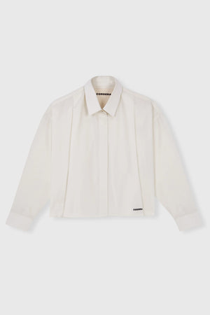 Front Pleats Shirt, White