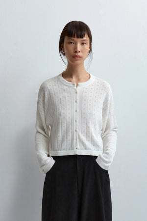 Knitted Perle Cardigan White