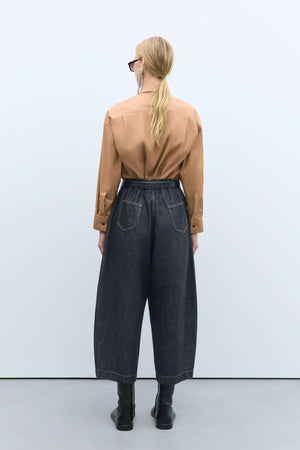 Denim Curved Pants, Black
