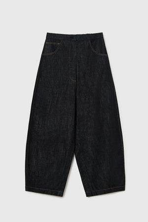 Denim Curved Pants, Black