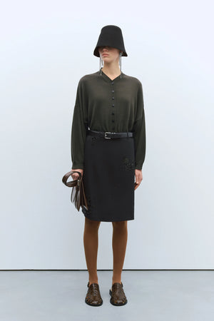 Embellished Tailoring Skirt, Black