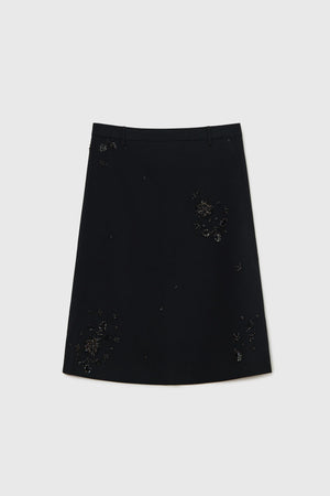 Embellished Tailoring Skirt, Black