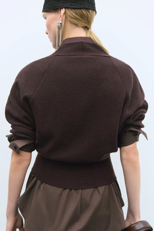 Merino & Cashmere Cardigan, Brown