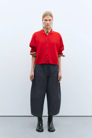 Merino Wool Cardigan, Red