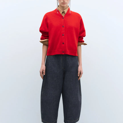 Merino Wool Cardigan, Red