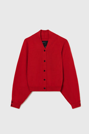 Merino Wool Cardigan, Red
