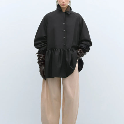 Satin Curved Pants, Peach