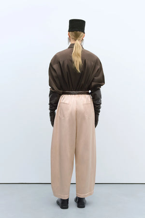 Satin Curved Pants, Peach