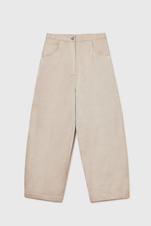 Satin Curved Pants, Peach