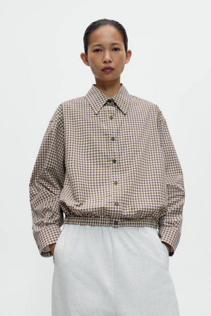 Checked Bomber Shirt, Black/Orange