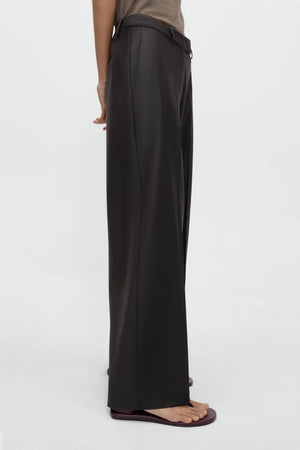 Low Rise Virgin Wool Pants, Dark Brown