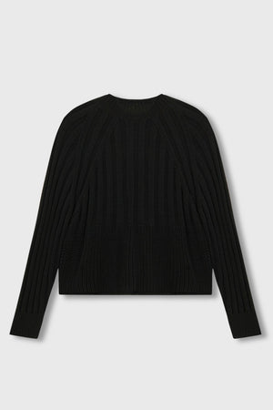 Ribbed Cotton Sweater,  Black