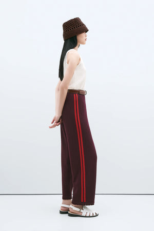 Merino Pointelle Pants, Burgundy