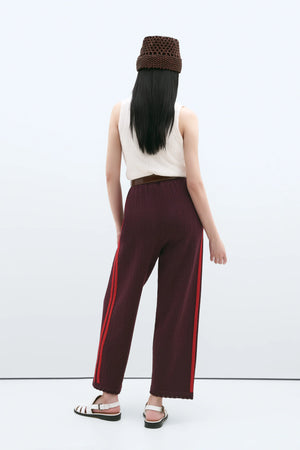 Merino Pointelle Pants, Burgundy