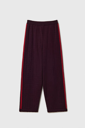 Merino Pointelle Pants, Burgundy