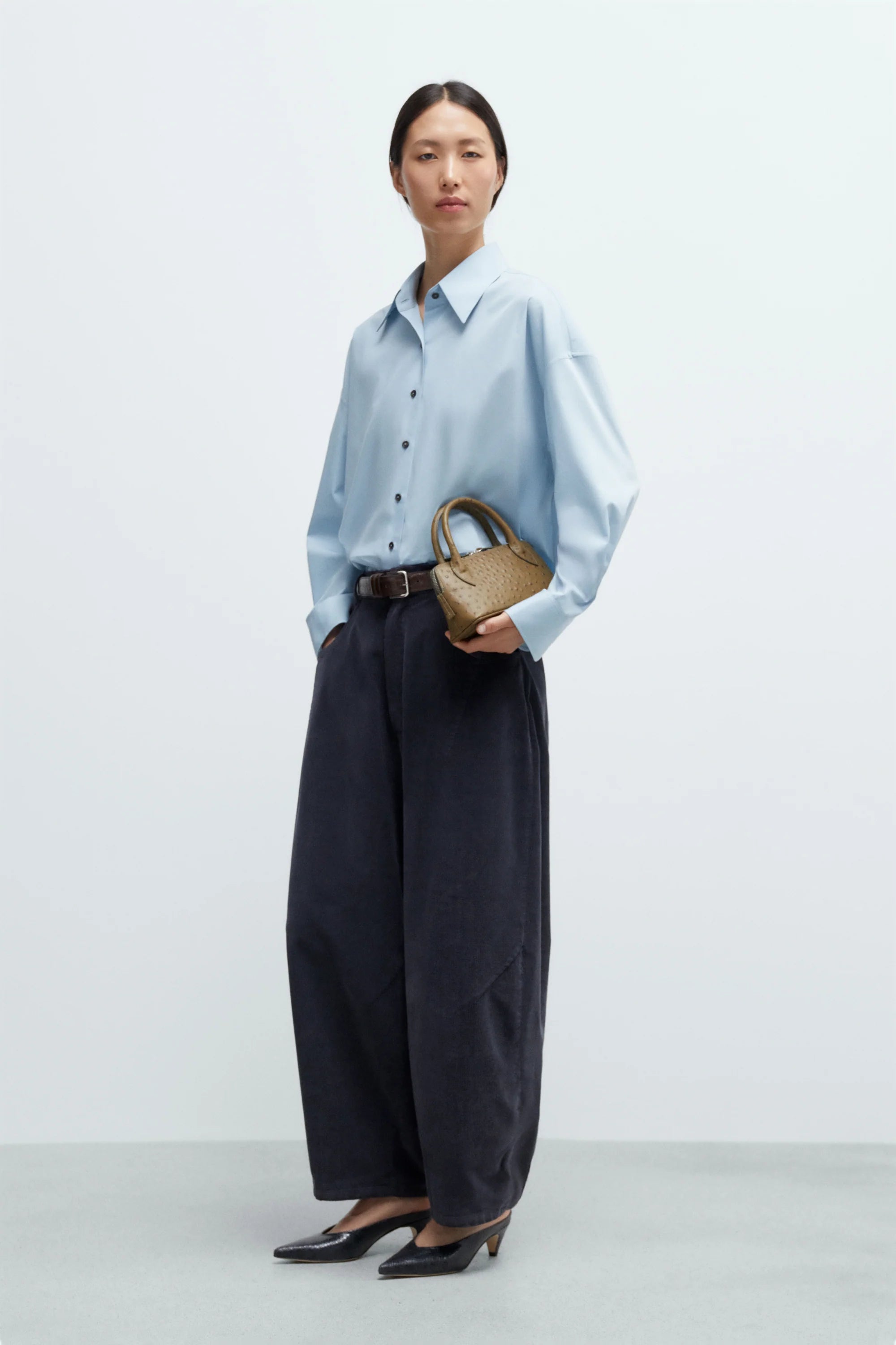 Corduroy Baggy Pants, Dusty Blue