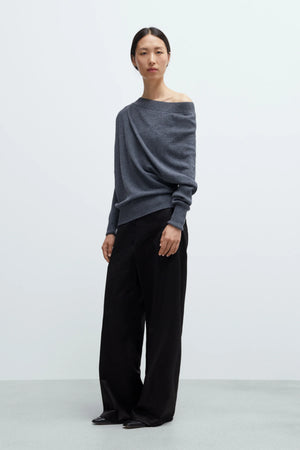 Merino Off The Shoulder Sweater, Grey