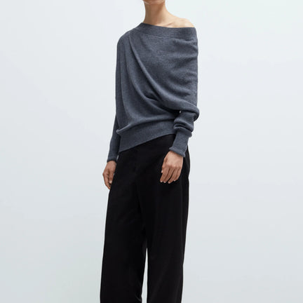 Merino Off The Shoulder Sweater, Grey