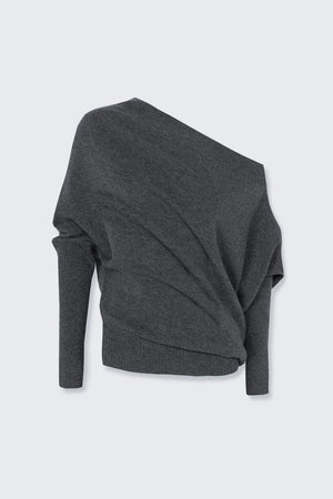 Merino Off The Shoulder Sweater, Grey