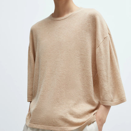 Merino Wool Oversized Shirt, Beige