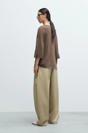 Merino Wool Oversized Shirt, Taupe