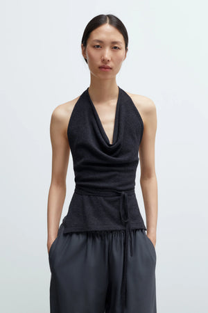 Merino Wool Tie Top, Anthracite