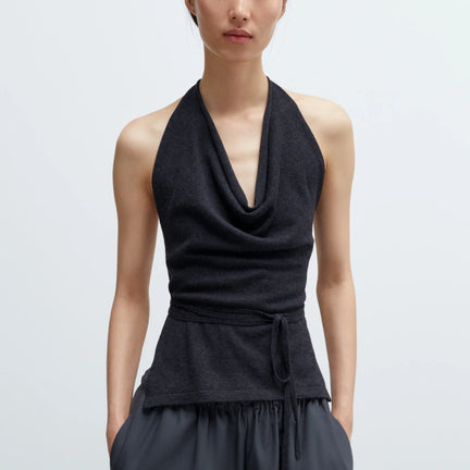 Merino Wool Tie Top, Anthracite