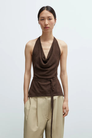 Merino Wool Tie Top, Brown