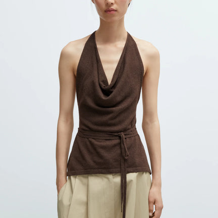 Merino Wool Tie Top, Brown