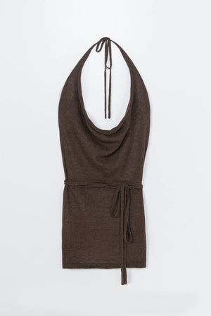 Merino Wool Tie Top, Brown