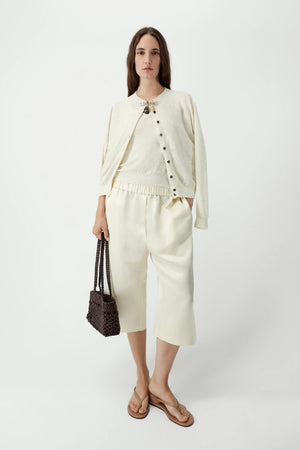 Linen & Cotton Flecked Cardigan, Cream