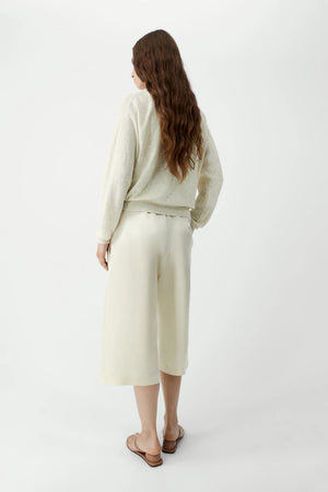 Linen & Cotton Flecked Cardigan, Cream